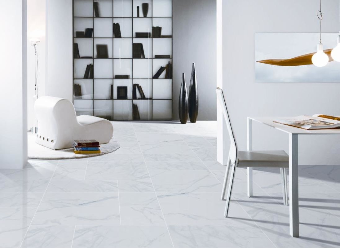 Glazed Large Format Porcelain Tile , Marble Effect Ceramic Floor Tiles