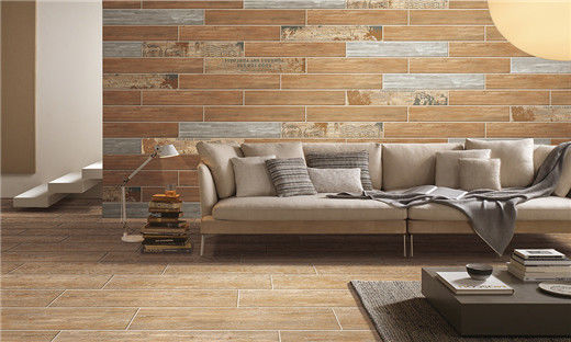 Wood Effect Porcelain Tile / Wood Tile Ceramic Brown Color Wooden Floor Tiles