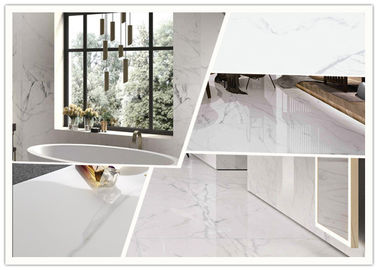 Super White Carrara Polished Porcelain Tile 24x48 Size 12 Mm Thickness
