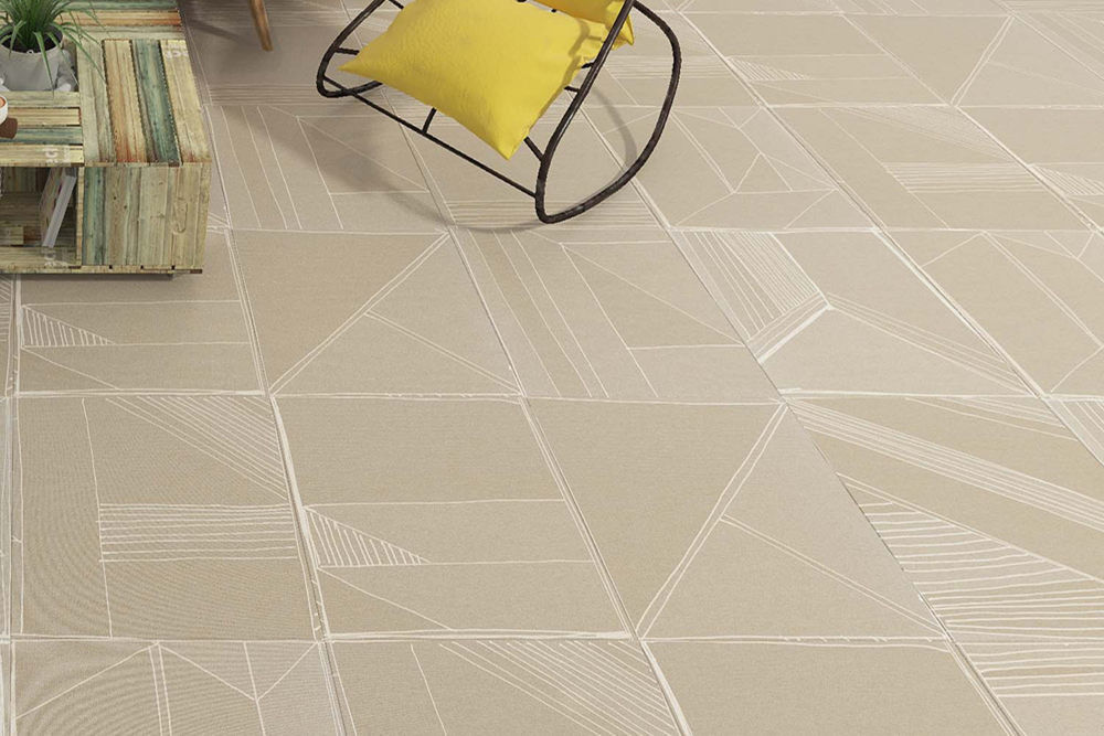 Inkjet Decoration Bathroom Carpet Tiles 24 X 24 X 0.4 Inches CE Certificate beige color Irregular pattern tile