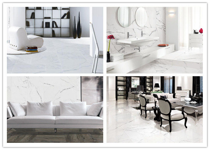 Glazed Digital Polished Porcelain Wall Tile Carrara Super White Color Frost Resistant