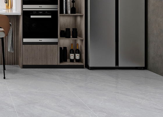 White Marble Look Ceramic Floor Tile Timeless Design Rectangle Shape