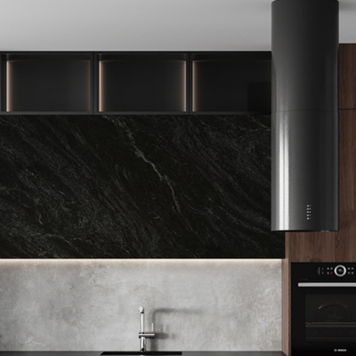 Stain And Scratch Resistant Grey Porcelain Tiles With 3 Unique Patterns 1600*3200MM Black Slab