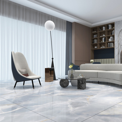 4 Patterned Water Resistance Porcelain Floor Tiles In White Finish