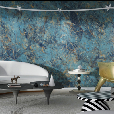 Scratch Resistant Blue Polished Porcelain Tiles for Indoor