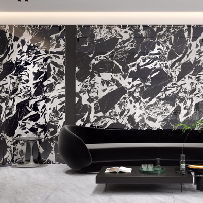 Gleaming Black Porcelain Slabs Scratch Resistant and Polished Elegance