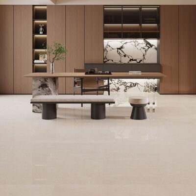 Modern Style Marble Look Porcelain Tile in White, Grey, Beige Colors with Thin-set Mortar Installation