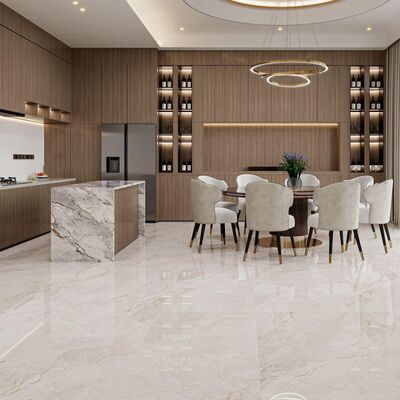 Modern Style Wear Resistant Beige Marble Look Porcelain Tile for Residential and Commercial Flooring
