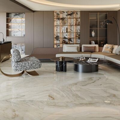 Beige Marble Look Porcelain Tile with Rectangle Shape and Frost Resistance for Thin-set Mortar Installation