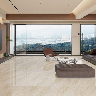 Modern Style Beige Marble Look Porcelain Tile with Less Than 0.2% Absorption Rate and Frost Resistance for High Traffic Areas