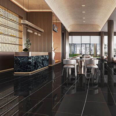 1200x2700mm Marble Look Porcelain Tile with Thin-set Mortar Installation and Polished Matt Finish for Commercial Interiors