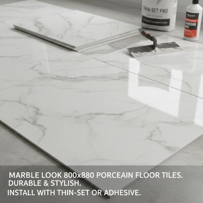Marble Look 800x800 Porcelain Floor Tiles Suitable Thin-set Mortar Or Adhesive Installationmethod Durable Stylish Flooring Solution