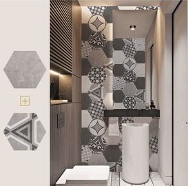 Black And White Hexagon 200x230mm Bathroom Ceramic Tile