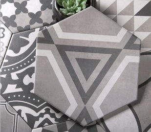 Hexagon White And Black 8'X9.2' Modern Porcelain Tile Matte Finished