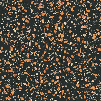 False Stone Slabs Terrazzo Porcelain Tile Floor Decoration Black Color